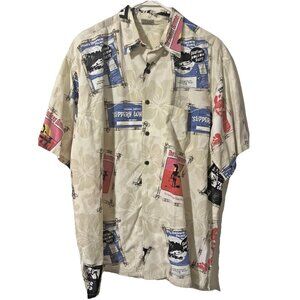 Go Barefoot Hawaiian Surfing Beach Button Down Shirt Size XL